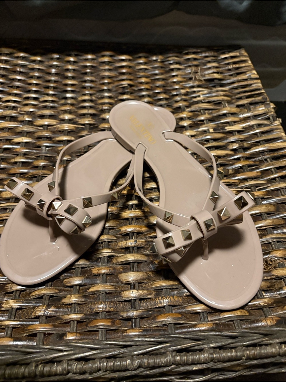 Valentino Studded Bow Thong Sandals